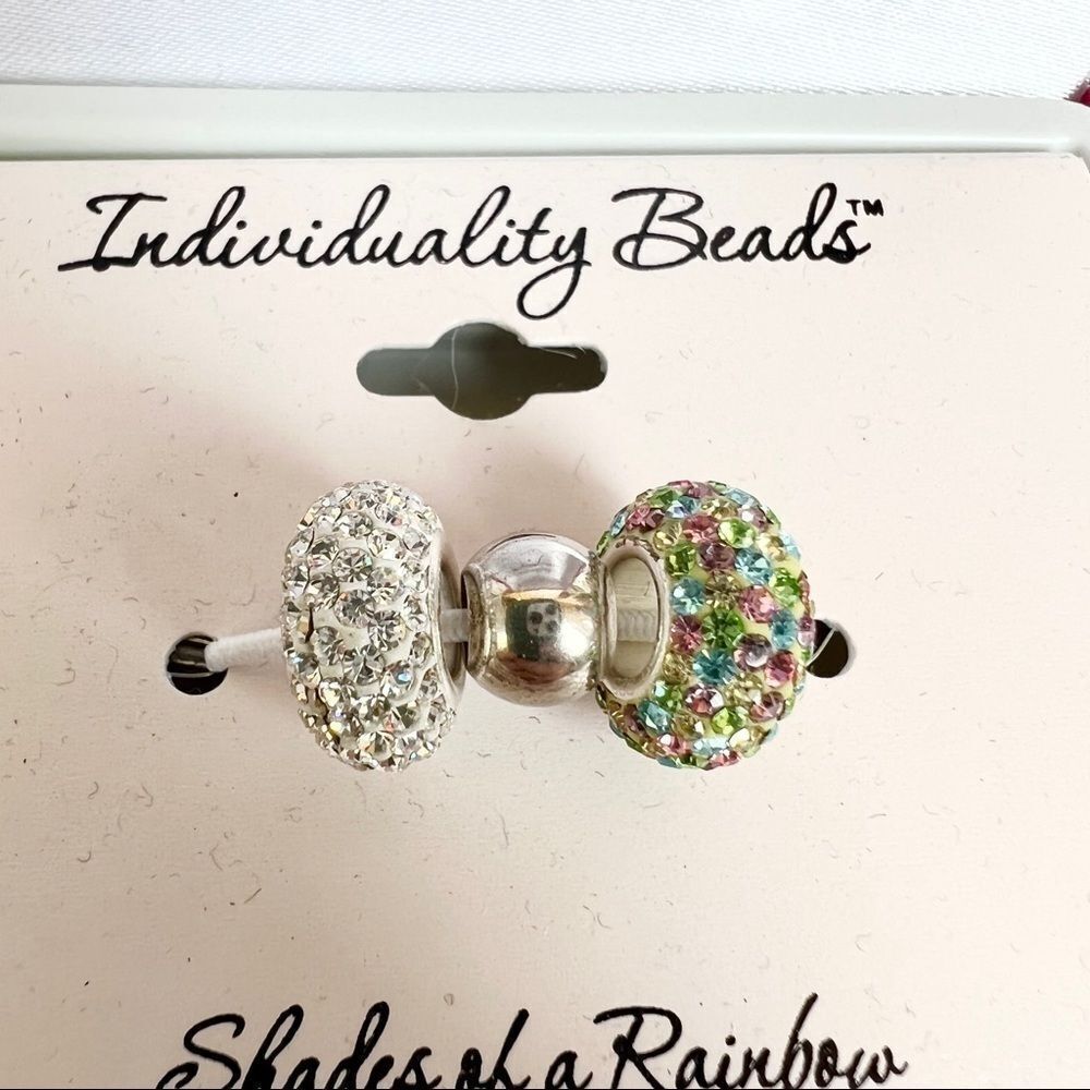 Individuality Beads Shades of a Rainbow Rhinestone Beads Sterling Silver NEW
